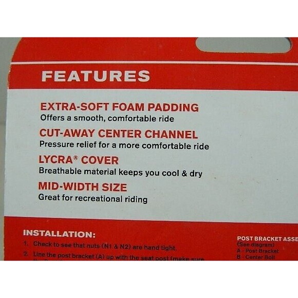 Schwinn Bicycle Seat Extra Soft Medium Wide Comfort, Cut Away Center Channel - Picture 3 of 11